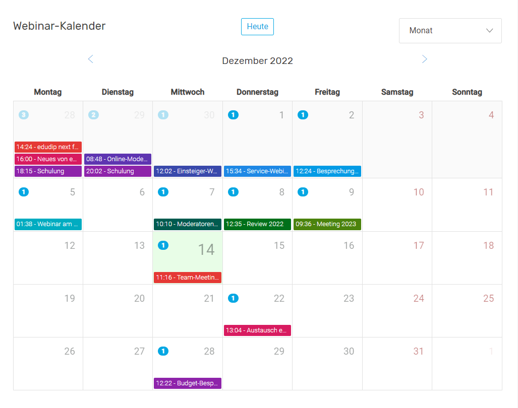Webinar-Kalender
